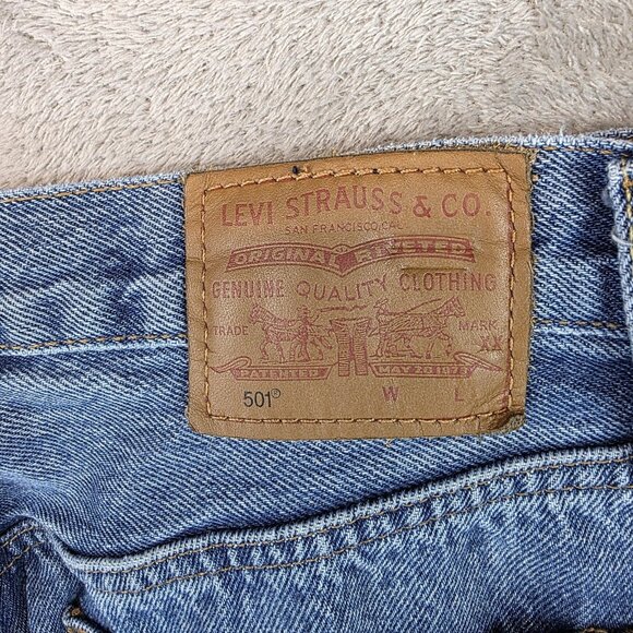 Levi's 501 Jeans Womens 27 Blue Denim Button Fly Straight Premium PC9 12501-0438 - Picture 10 of 16